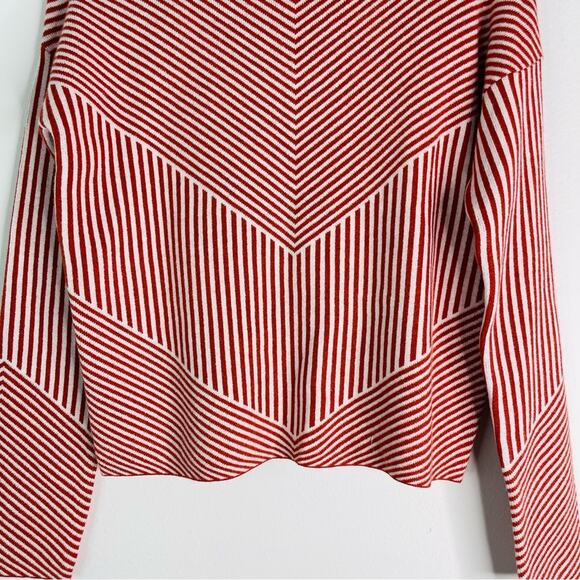 Cynthia Rowley orange white striped oversized cropped sweater XS - Picture 3 of 6